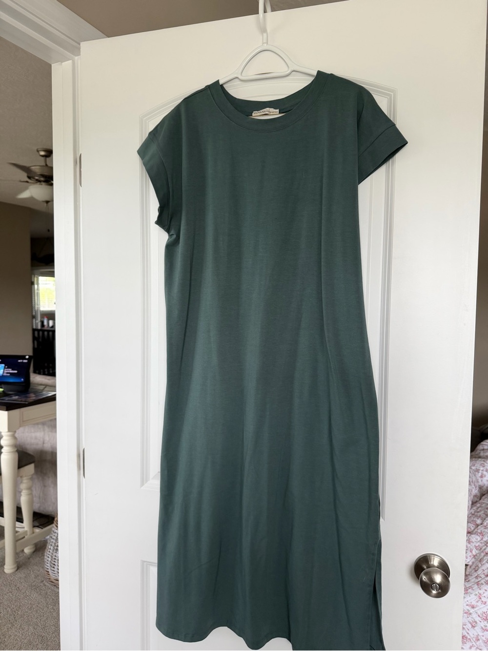 Zenana Outfitters Forest Green Crewneck Midi Dress